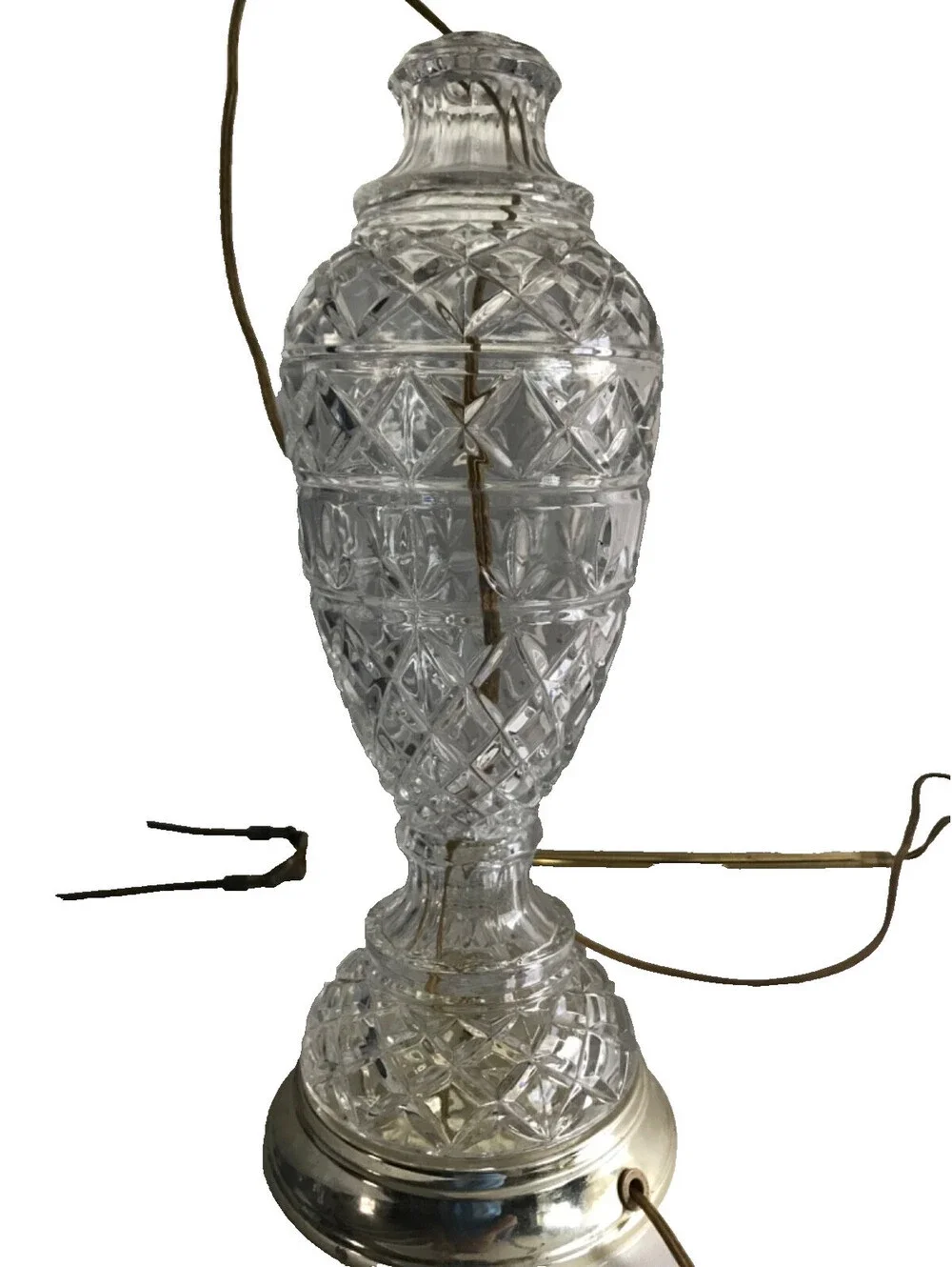 Vintage 3 piece Crystal Lamp Hand Cut Tiffany Style Create your own Base